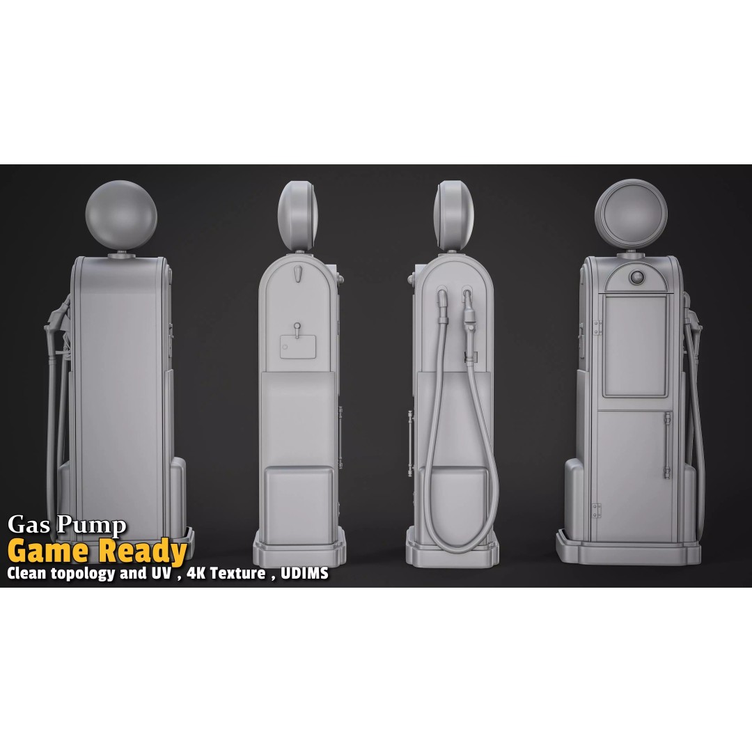 Retro Gas Station 3D Model – Low Poly PBR Asset for Games - View 5