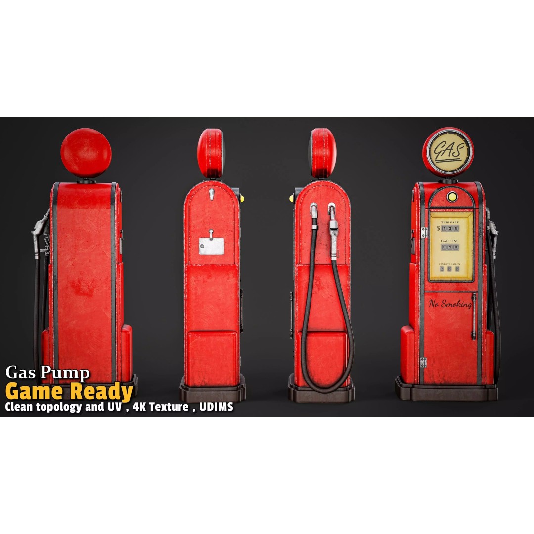 Retro Gas Station 3D Model – Low Poly PBR Asset for Games - View 6