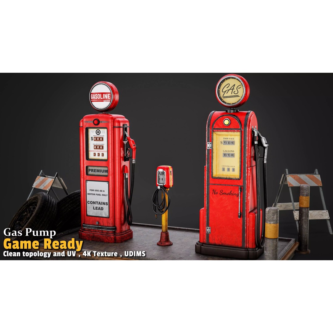 Retro Gas Station 3D Model – Low Poly PBR Asset for Games - View 8