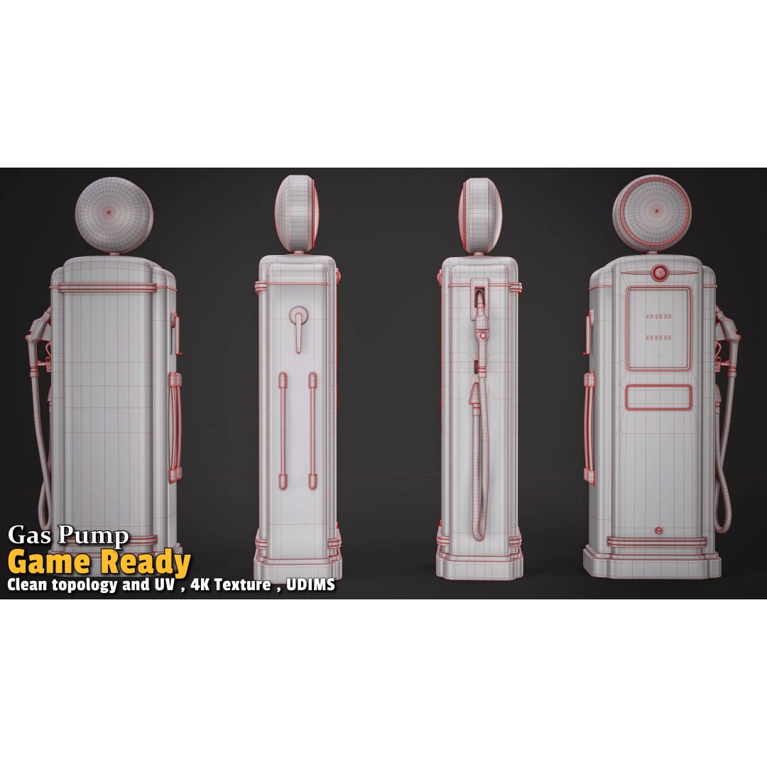 Retro Gas Station 3D Model – Low Poly PBR Asset for Games - View 9