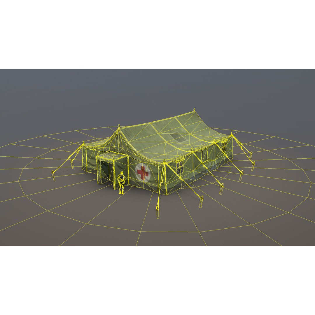 Military Tent 3D Model – Low Poly Game Asset with PBR Textures - View 12
