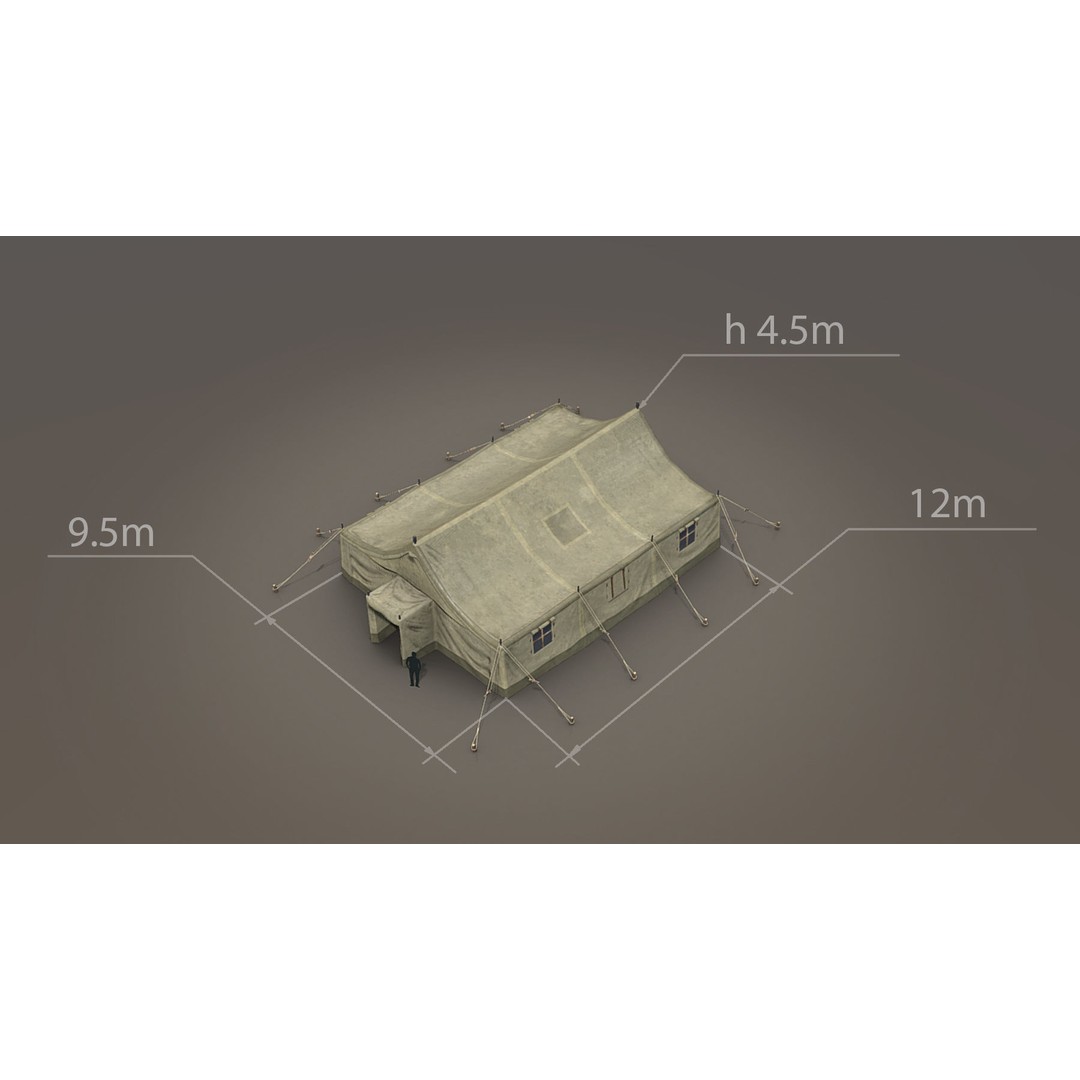Military Tent 3D Model – Low Poly Game Asset with PBR Textures - View 15
