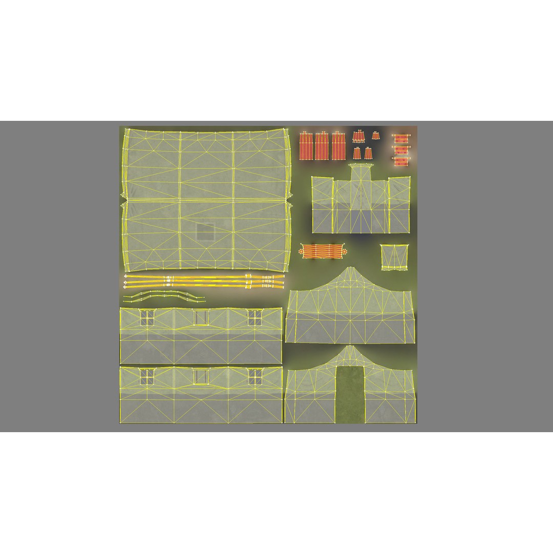 Military Tent 3D Model – Low Poly Game Asset with PBR Textures - View 25