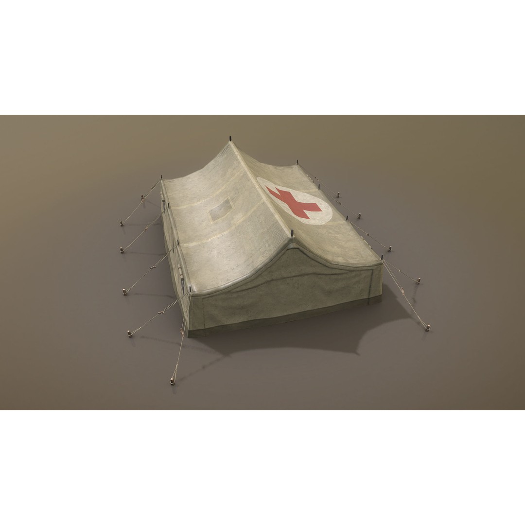 Military Tent 3D Model – Low Poly Game Asset with PBR Textures - View 3