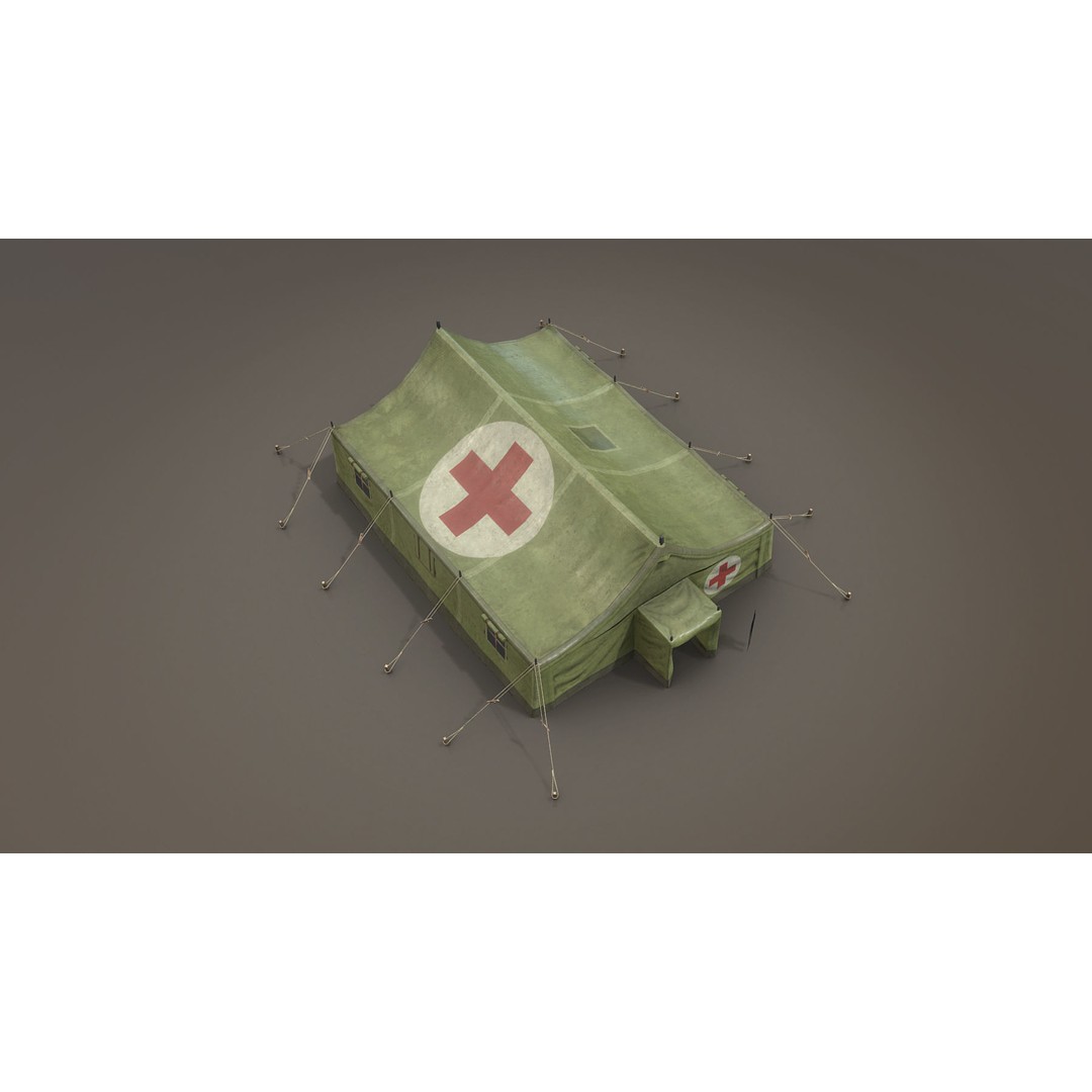 Military Tent 3D Model – Low Poly Game Asset with PBR Textures - View 4