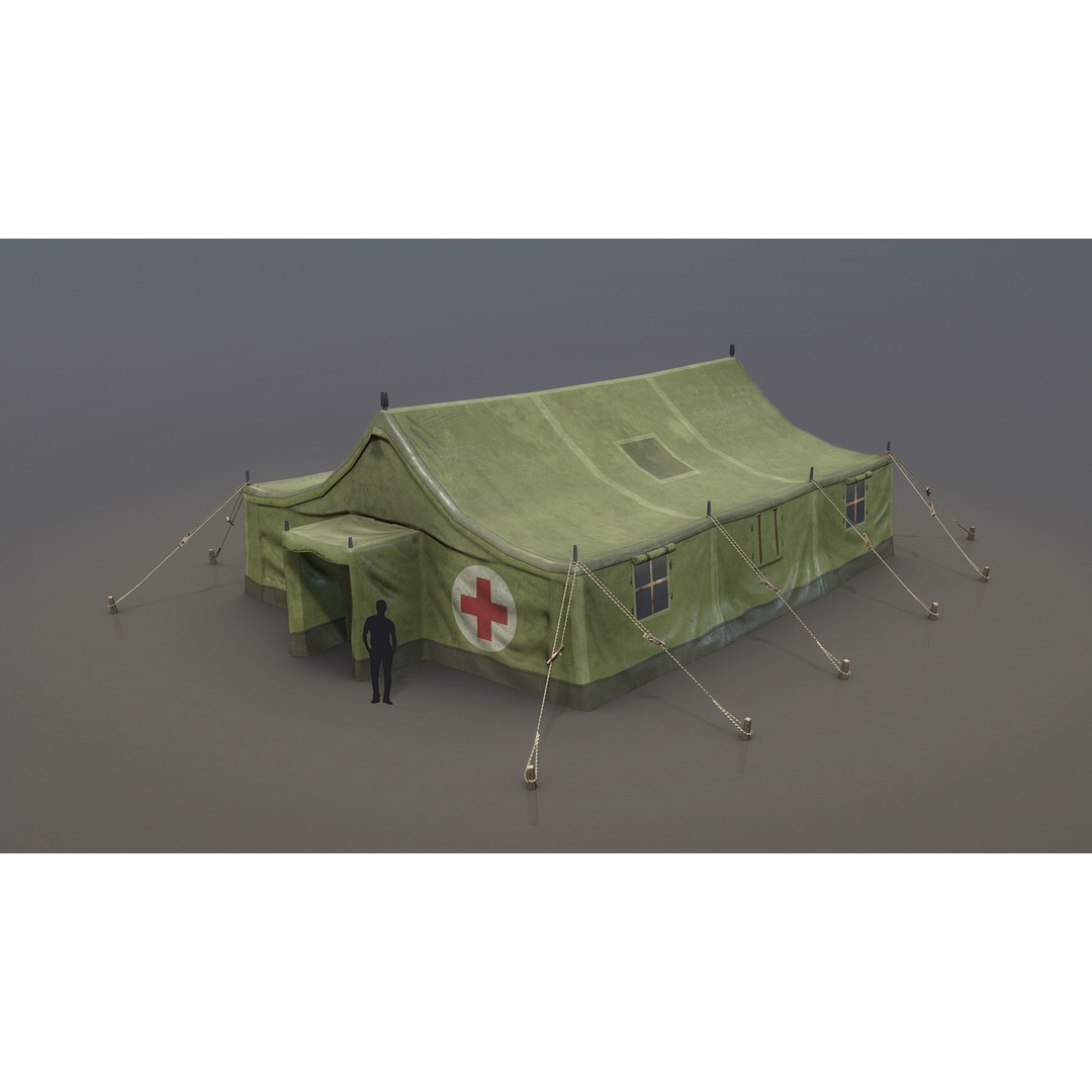 Military Tent 3D Model – Low Poly Game Asset with PBR Textures - View 5