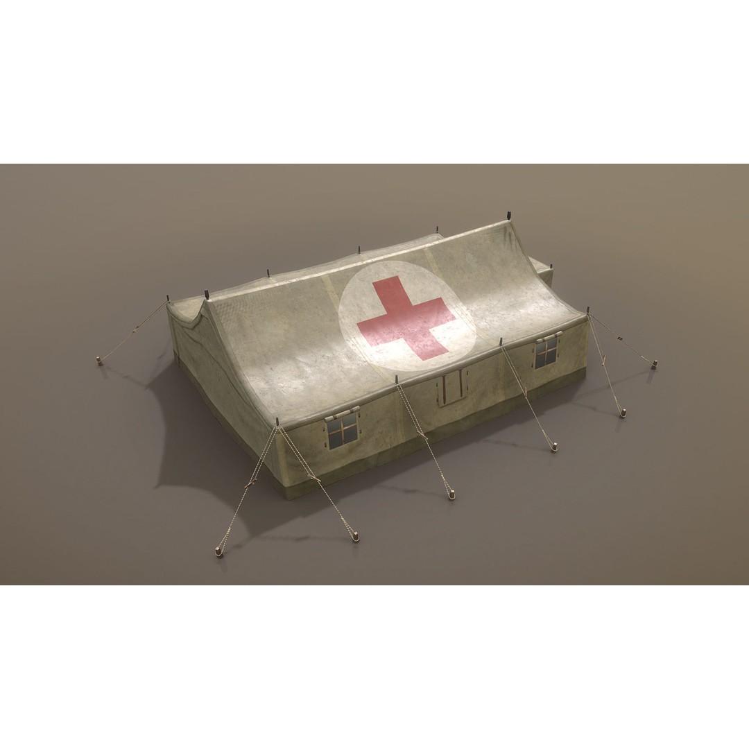 Military Tent 3D Model – Low Poly Game Asset with PBR Textures - View 6
