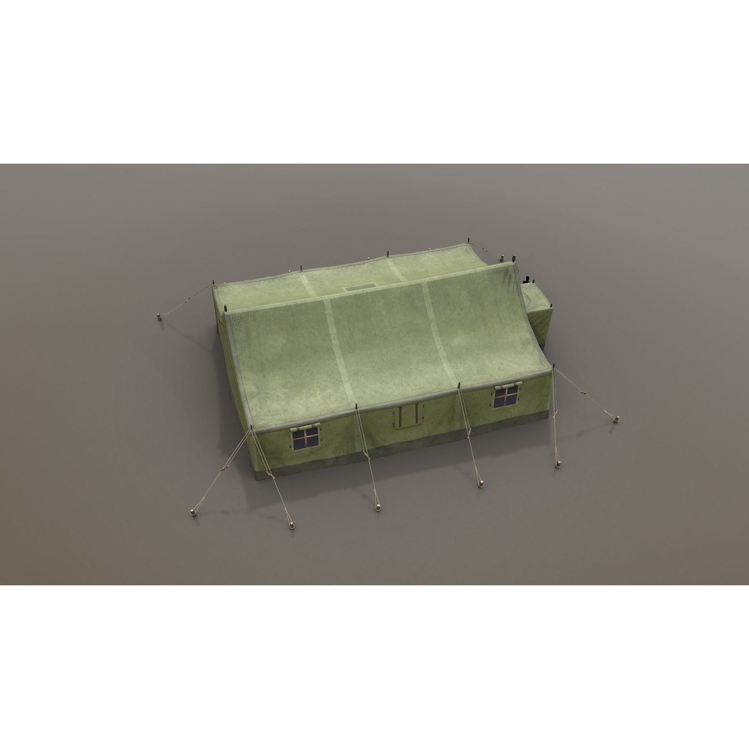 Military Tent 3D Model – Low Poly Game Asset with PBR Textures - View 7