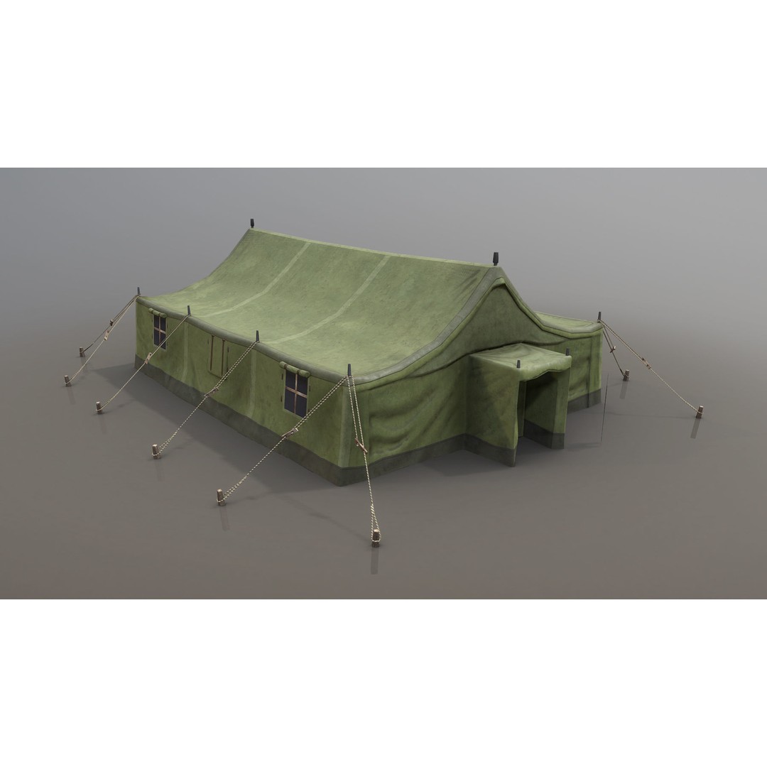 Military Tent 3D Model – Low Poly Game Asset with PBR Textures - View 8
