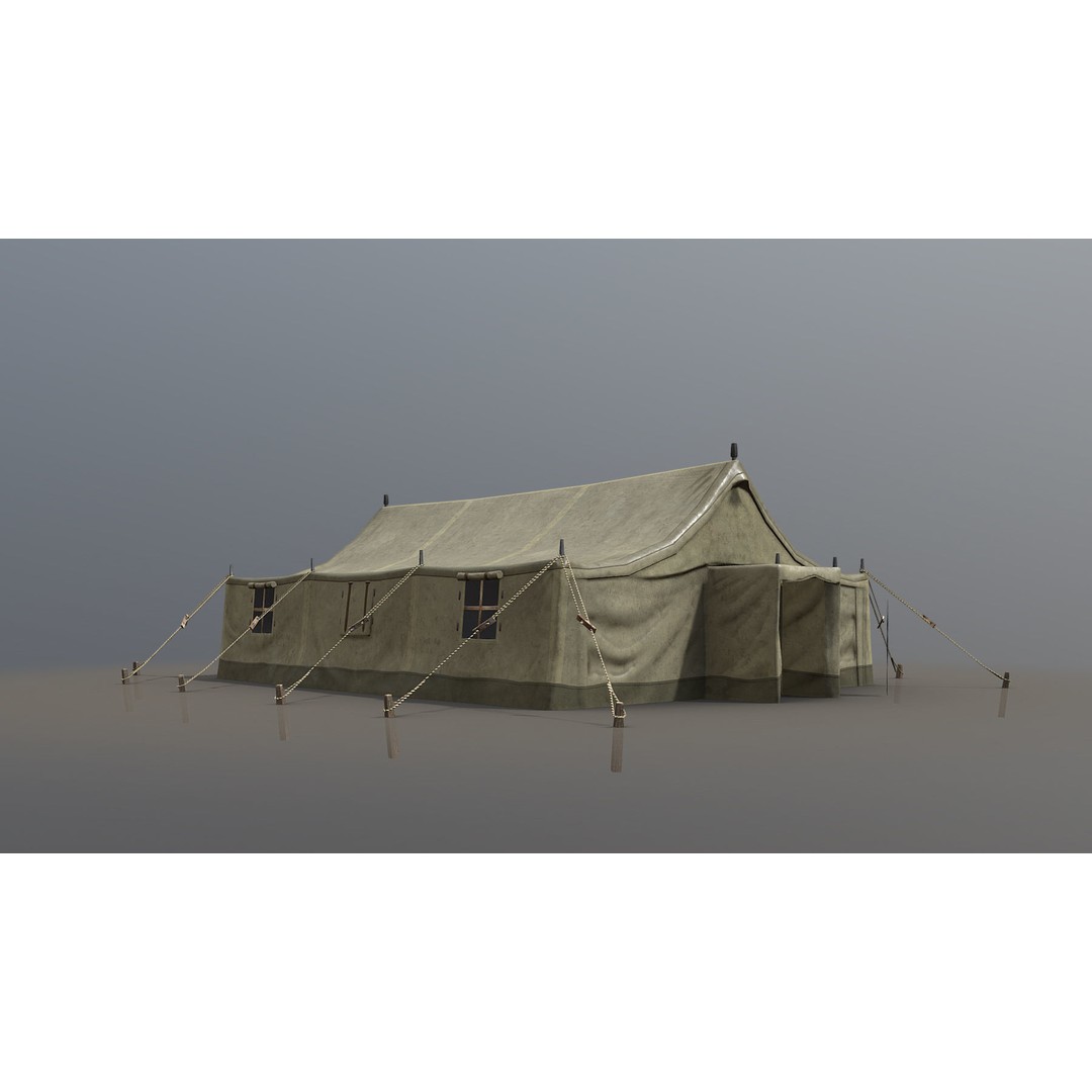 Military Tent 3D Model – Low Poly Game Asset with PBR Textures - View 9