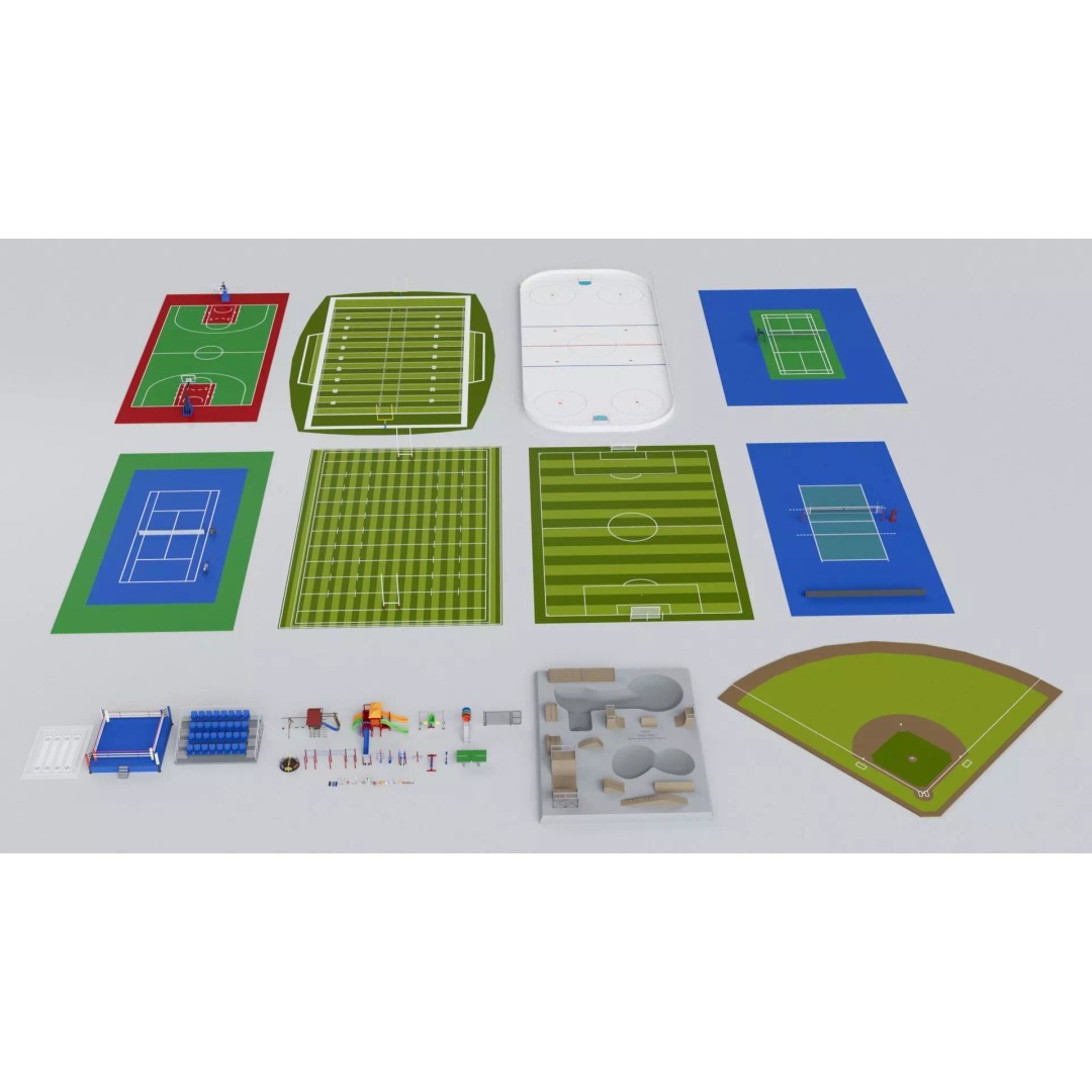 Sports Stadium Pack 3D Model – Game Ready Collection, FBX, OBJ - View 2