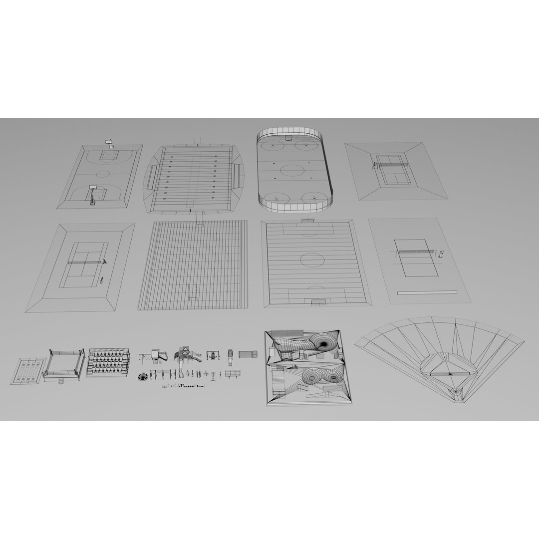 Sports Stadium Pack 3D Model – Game Ready Collection, FBX, OBJ - View 3