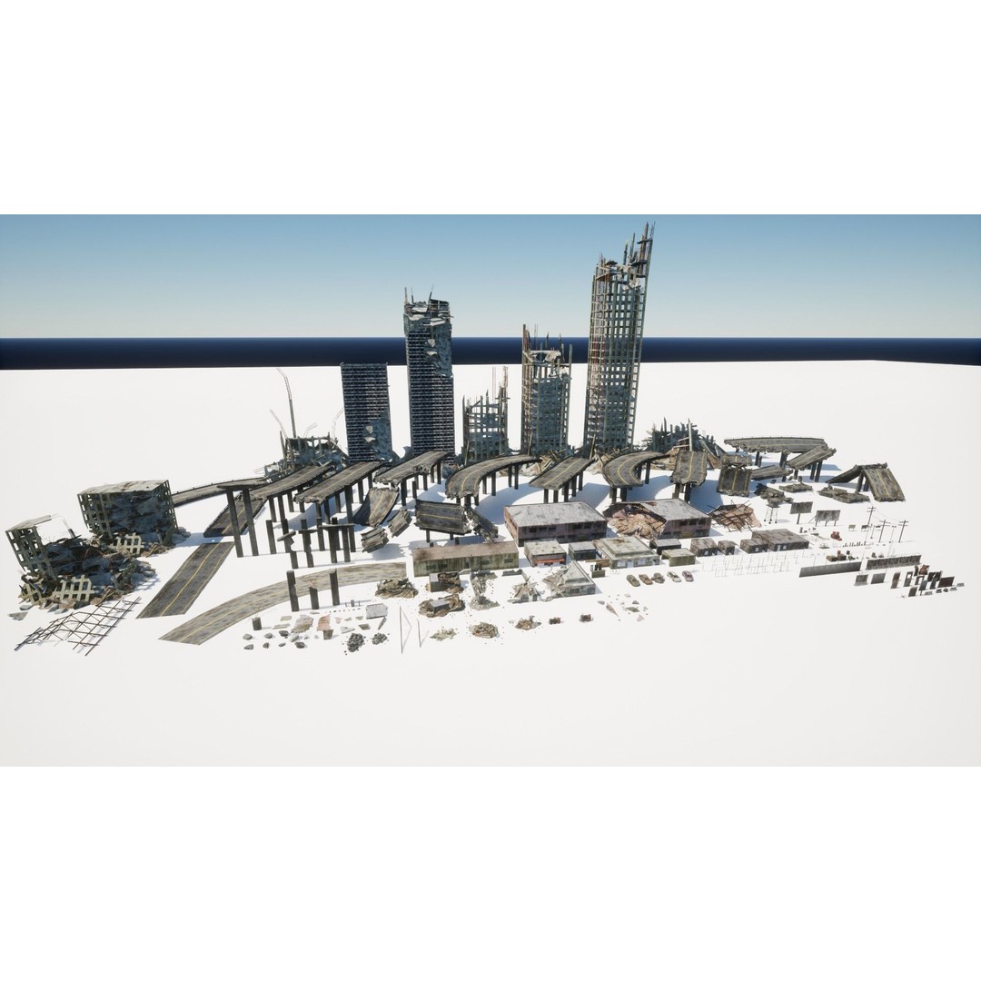 Post Apocalyptic City 3D Model – High Poly Game Asset, UE5