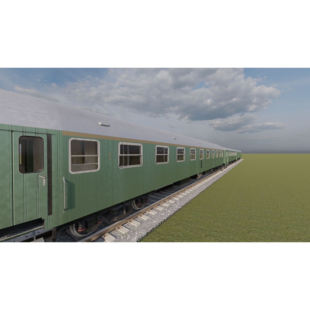 1970s Diesel Train 3D Model – Vintage Transport Asset, FBX, OBJ - View 11