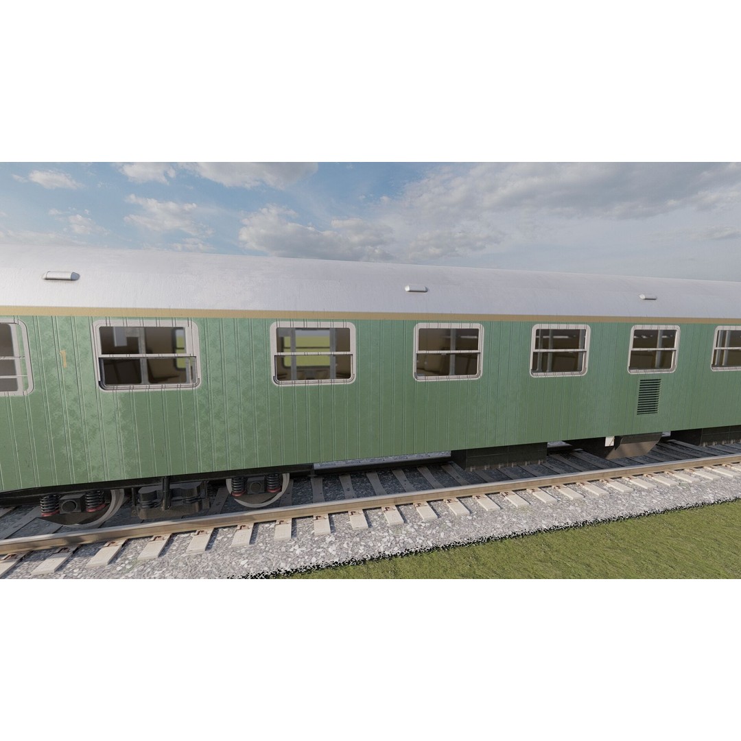 1970s Diesel Train 3D Model – Vintage Transport Asset, FBX, OBJ - View 12