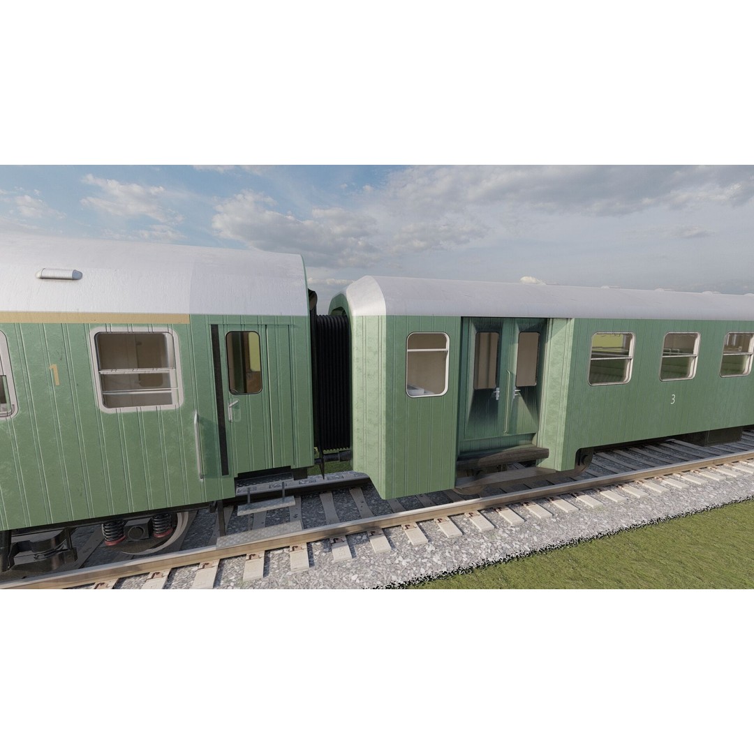 1970s Diesel Train 3D Model – Vintage Transport Asset, FBX, OBJ - View 13