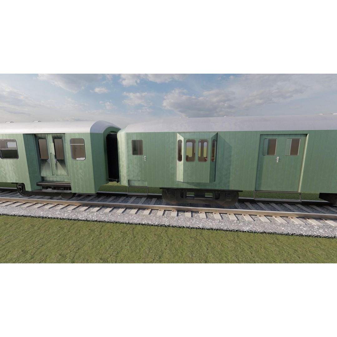 1970s Diesel Train 3D Model – Vintage Transport Asset, FBX, OBJ - View 14
