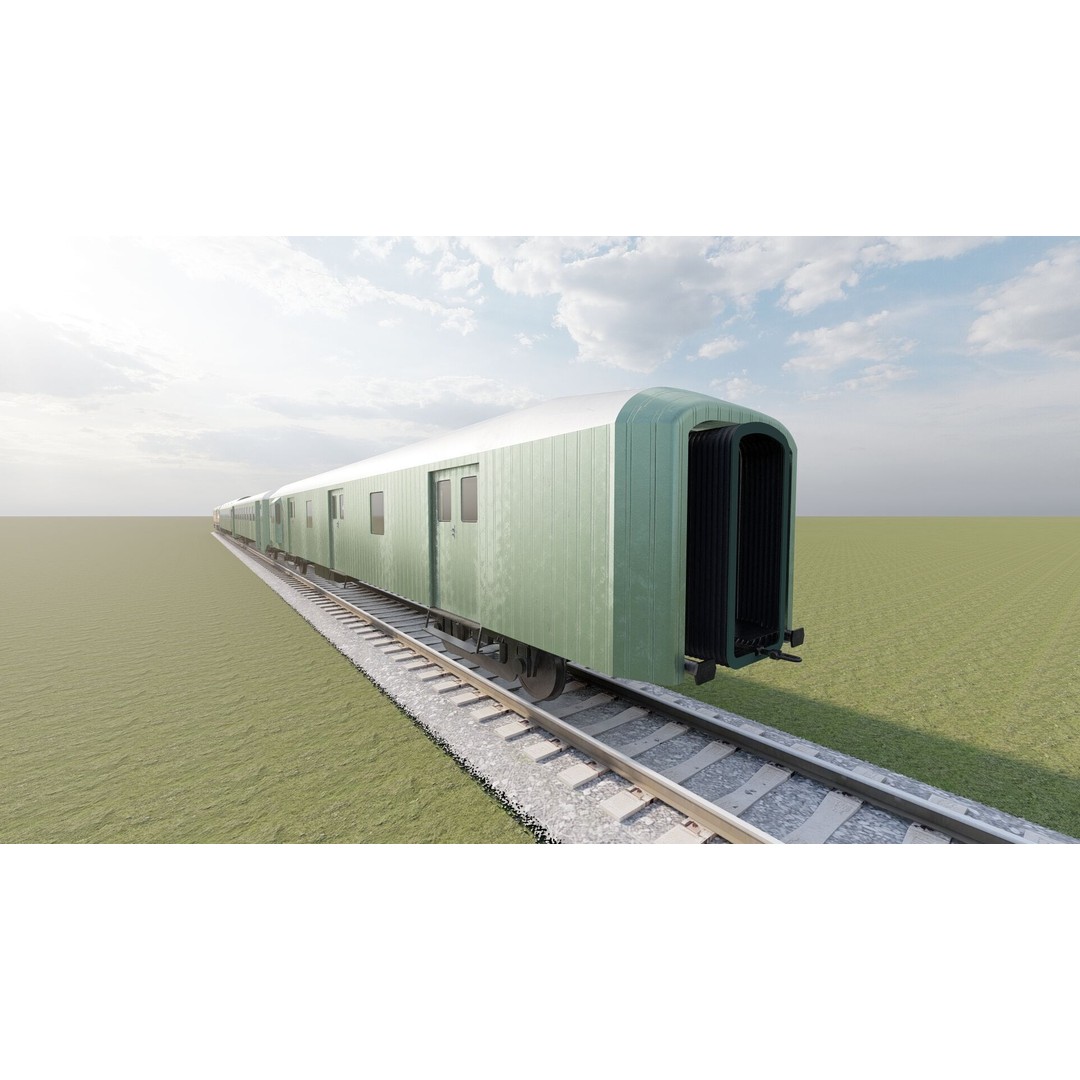 1970s Diesel Train 3D Model – Vintage Transport Asset, FBX, OBJ - View 15