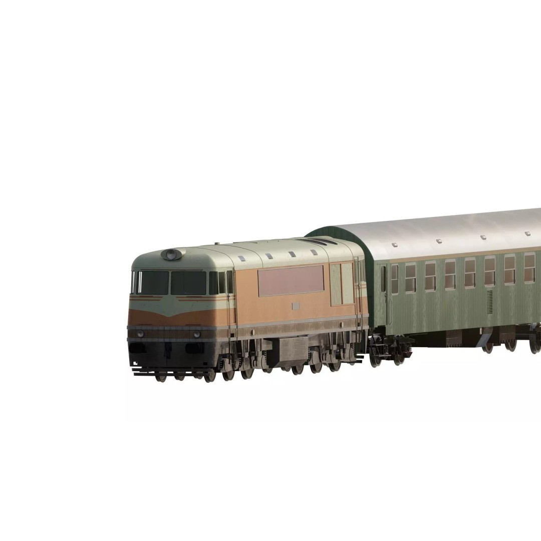 1970s Diesel Train 3D Model – Vintage Transport Asset, FBX, OBJ - View 2