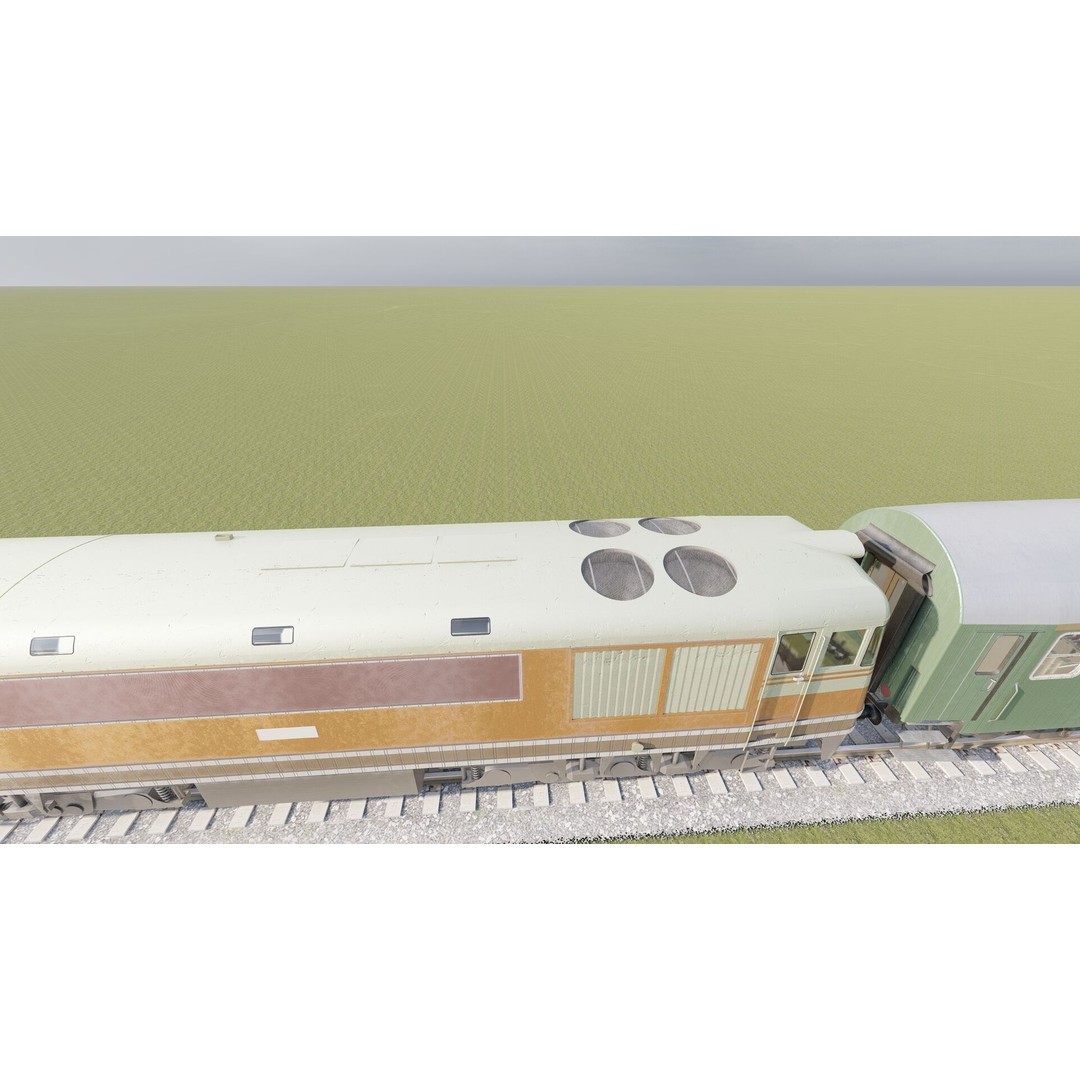 1970s Diesel Train 3D Model – Vintage Transport Asset, FBX, OBJ - View 20