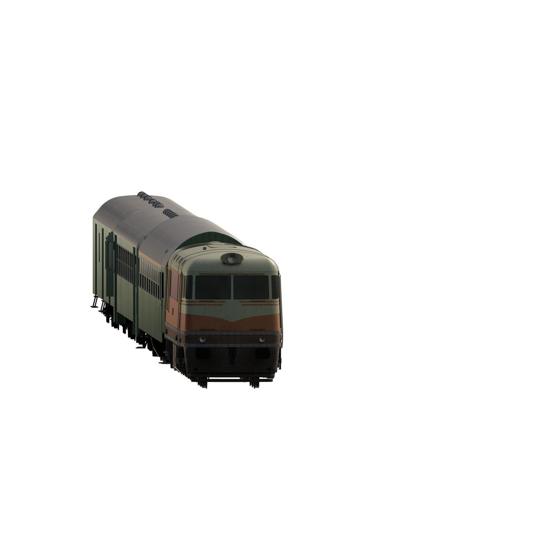1970s Diesel Train 3D Model – Vintage Transport Asset, FBX, OBJ - View 3