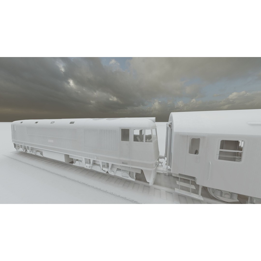 1970s Diesel Train 3D Model – Vintage Transport Asset, FBX, OBJ - View 39