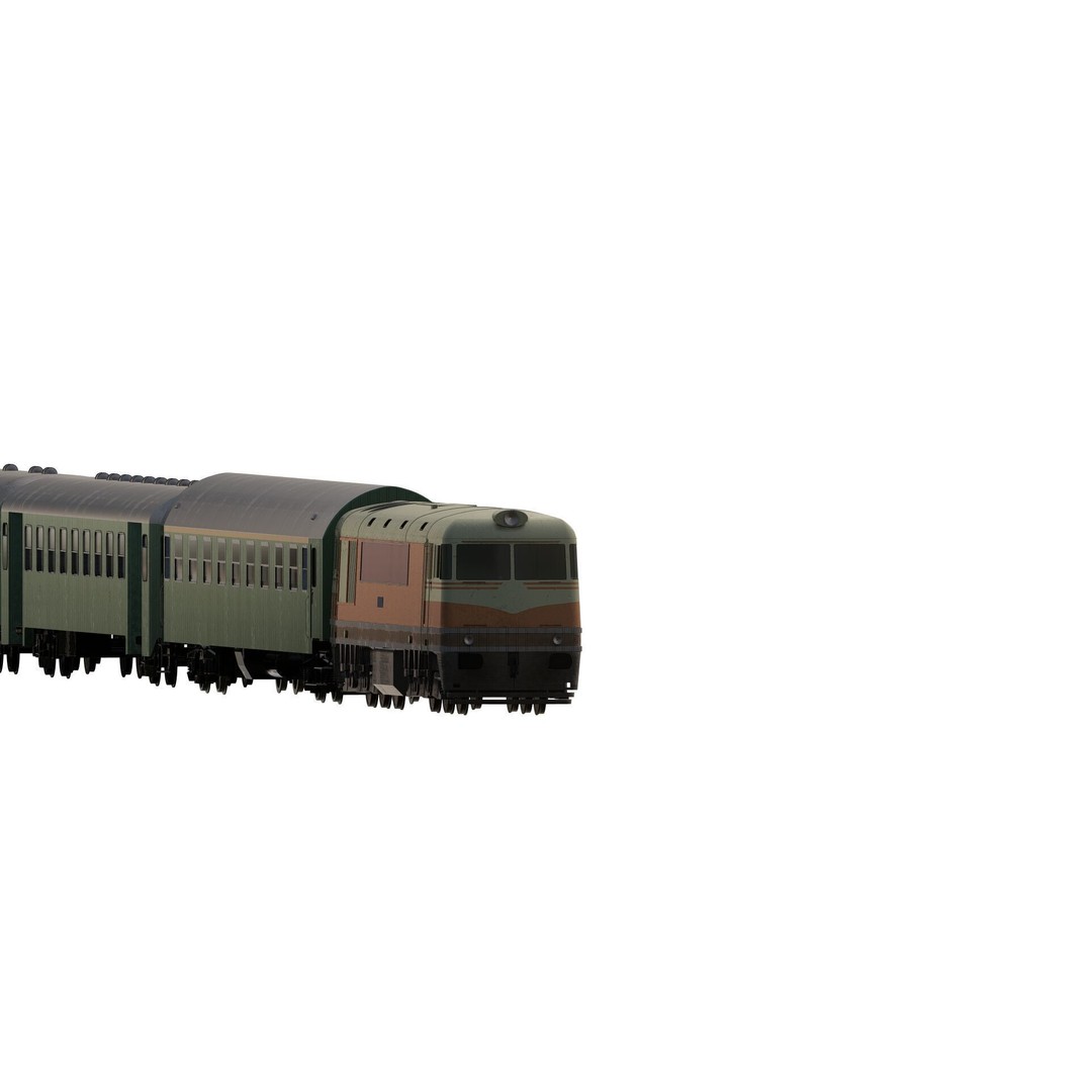 1970s Diesel Train 3D Model – Vintage Transport Asset, FBX, OBJ - View 4