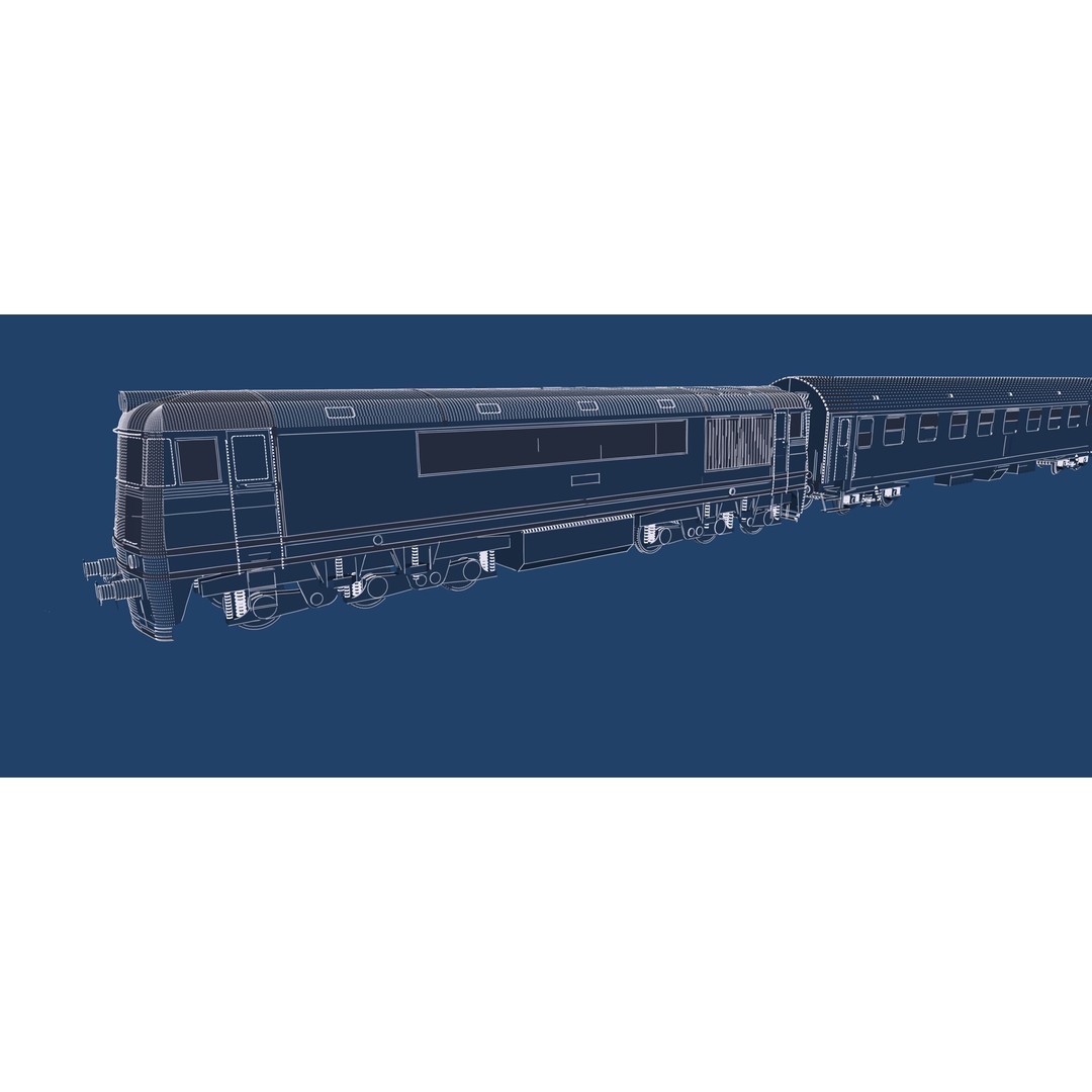 1970s Diesel Train 3D Model – Vintage Transport Asset, FBX, OBJ - View 43