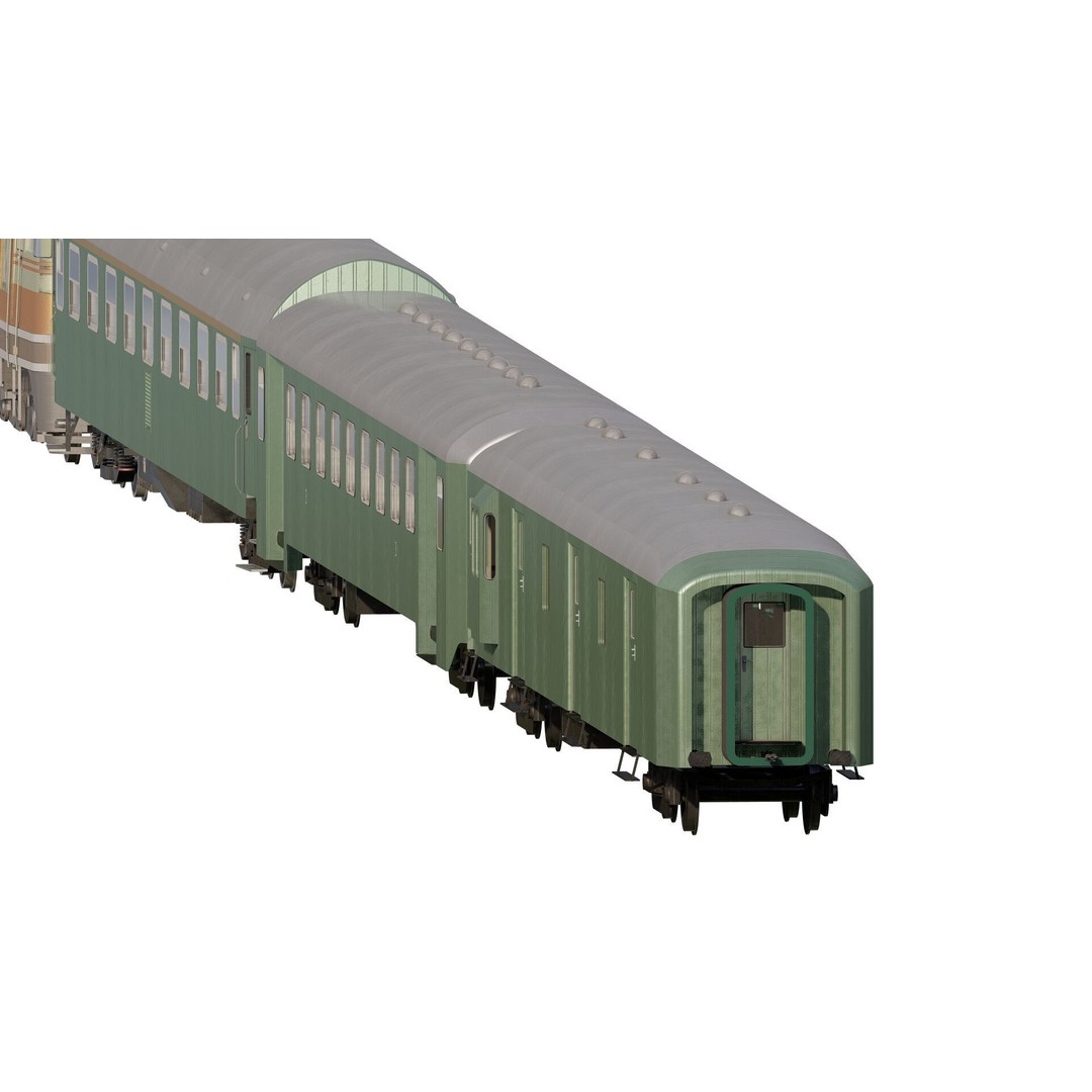 1970s Diesel Train 3D Model – Vintage Transport Asset, FBX, OBJ - View 6