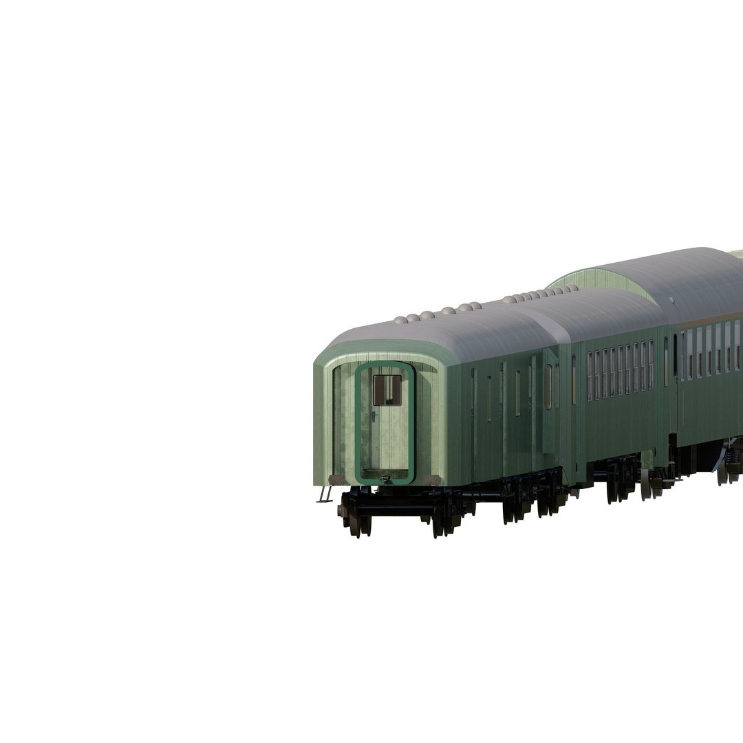 1970s Diesel Train 3D Model – Vintage Transport Asset, FBX, OBJ - View 7