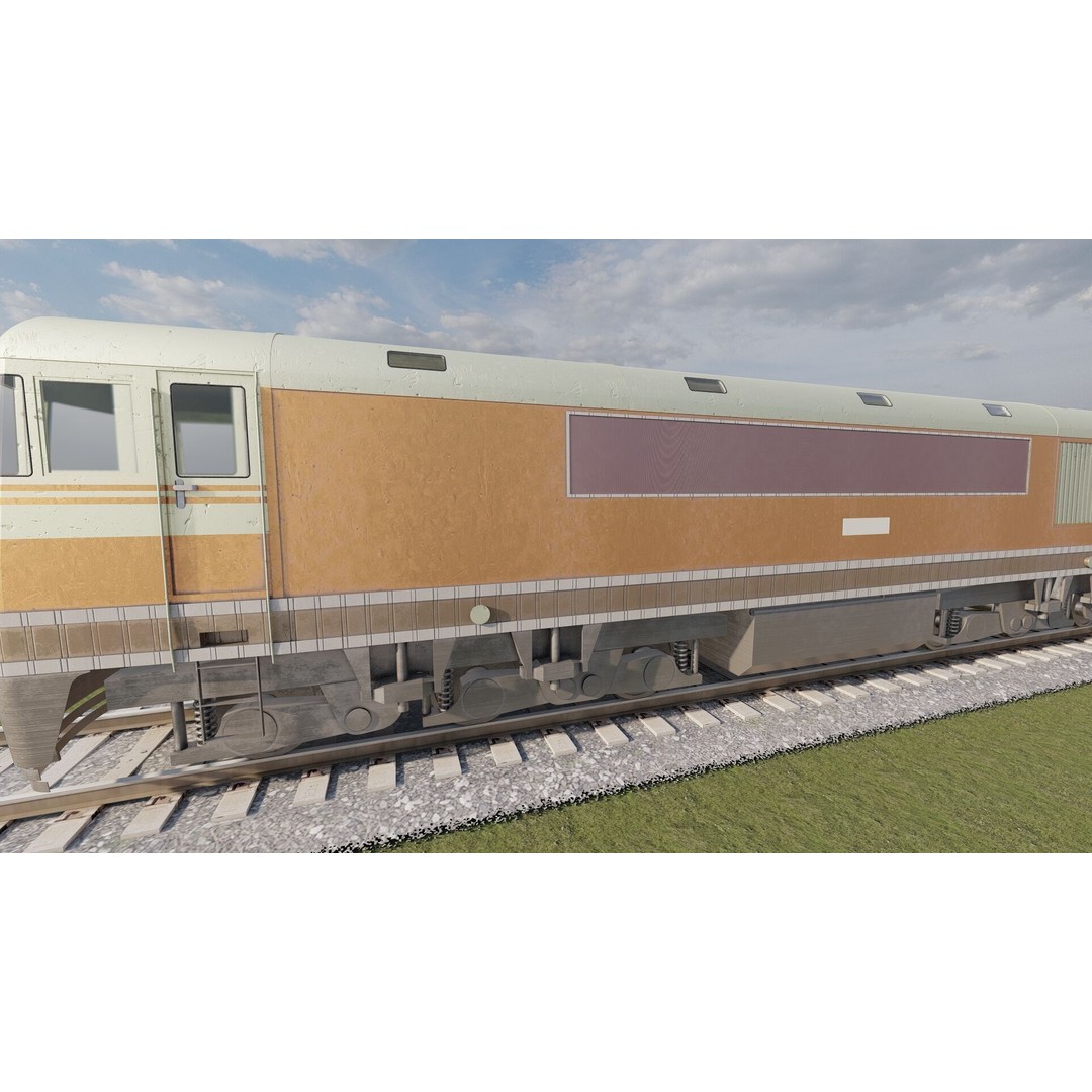 1970s Diesel Train 3D Model – Vintage Transport Asset, FBX, OBJ - View 9