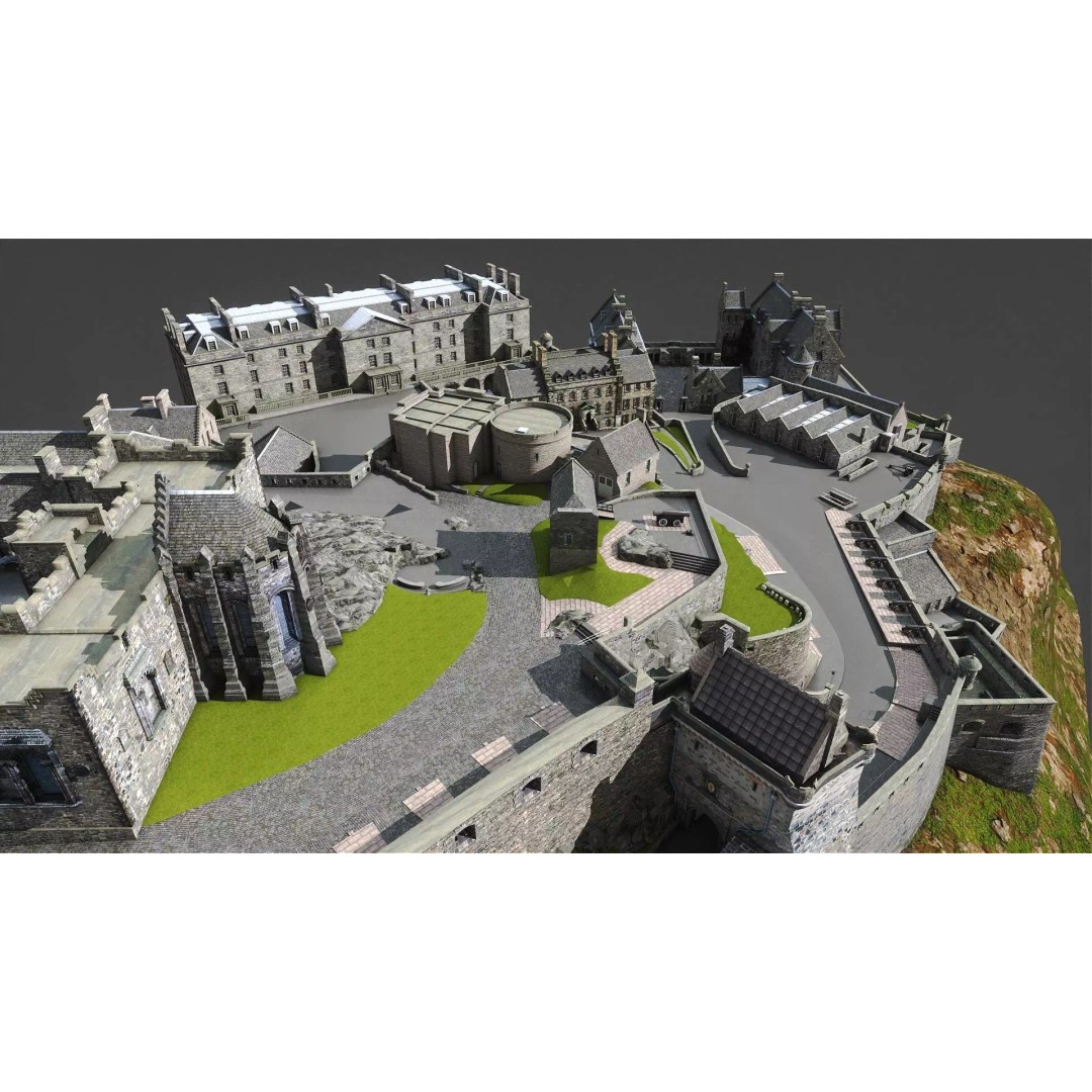 Edinburgh Castle 3D Model – Historic Fortress, PBR Textured, FBX, OBJ - View 17
