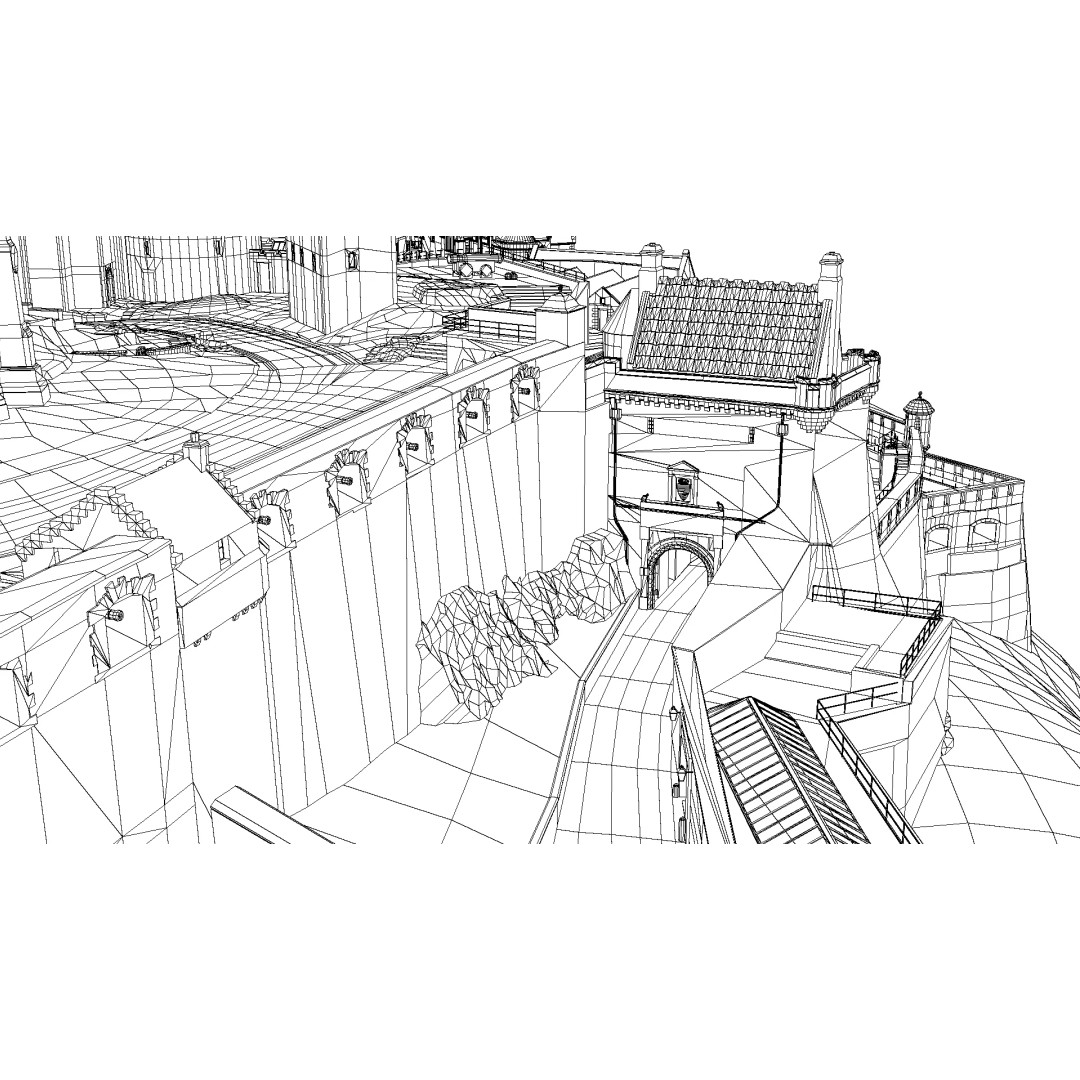 Edinburgh Castle 3D Model – Historic Fortress, PBR Textured, FBX, OBJ - View 24