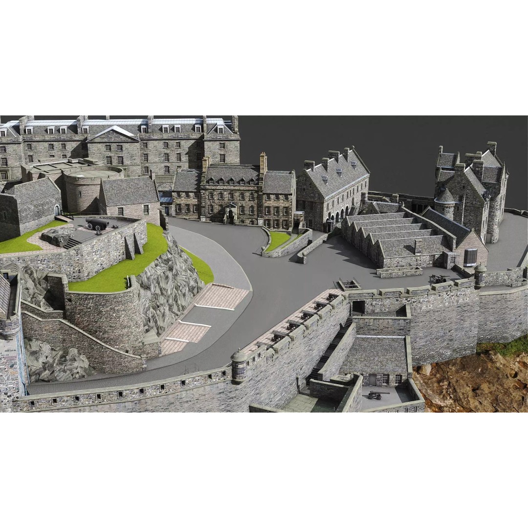 Edinburgh Castle 3D Model – Historic Fortress, PBR Textured, FBX, OBJ - View 6