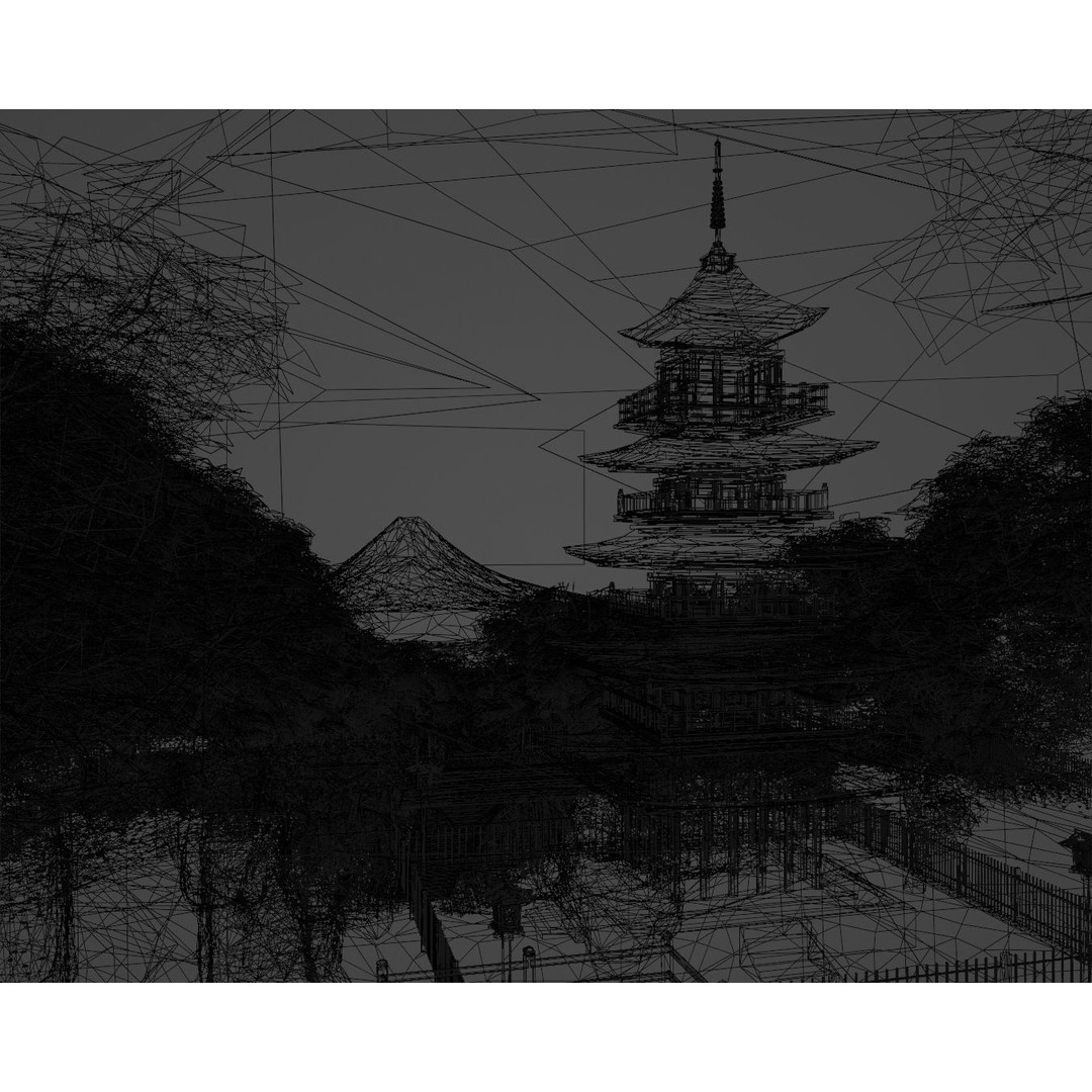 Arakurayama Sengen Park 3D Model – Low Poly Animated Asset, FBX, OBJ
