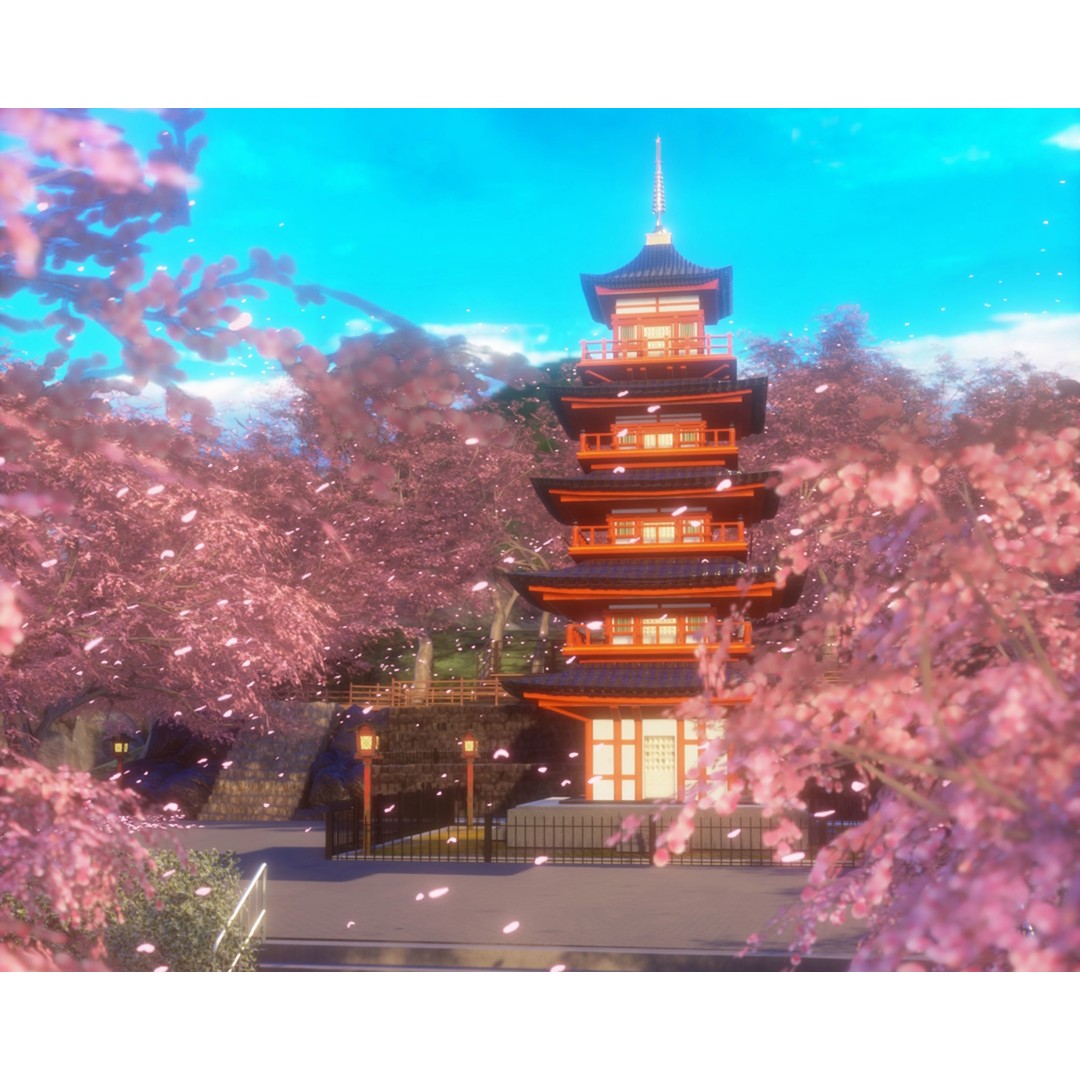 Arakurayama Sengen Park 3D Model – Low Poly Animated Asset, FBX, OBJ - View 3