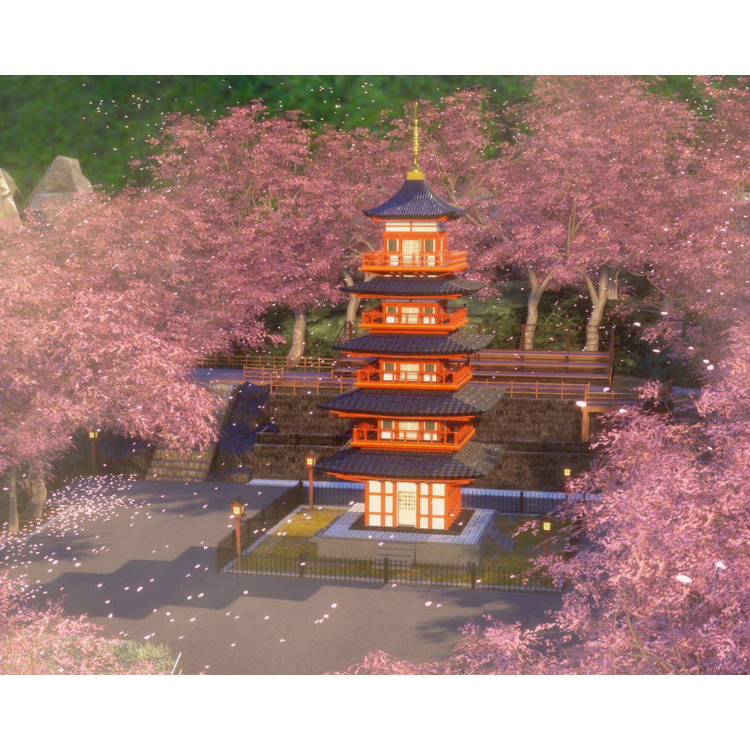 Arakurayama Sengen Park 3D Model – Low Poly Animated Asset, FBX, OBJ - View 4