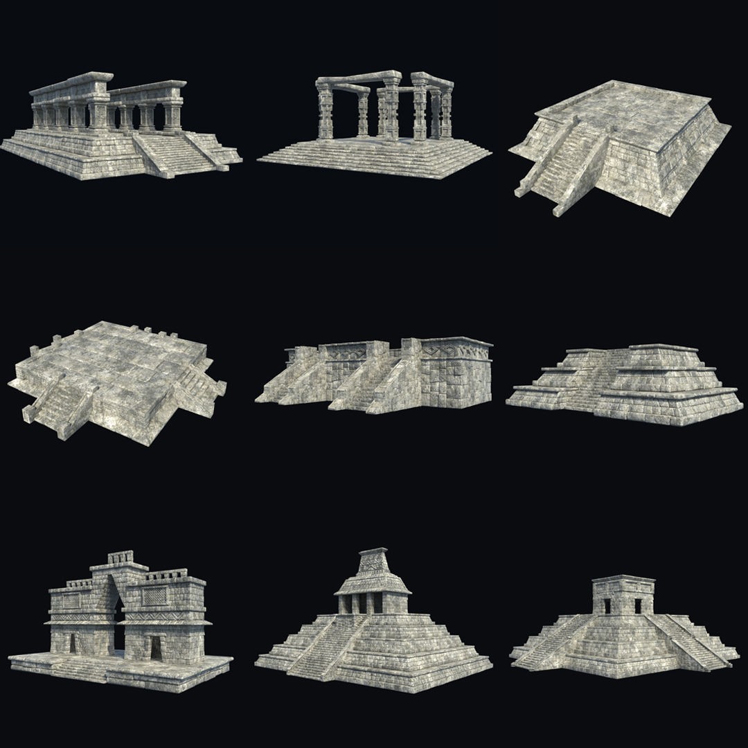 Ancient Aztec Temple 3D Model – Low Poly Game-Ready Asset, FBX, OBJ