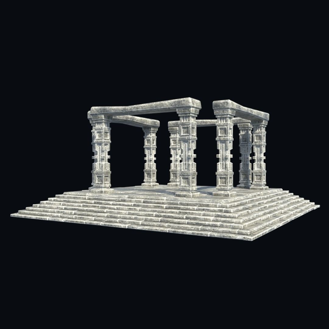 Ancient Aztec Temple 3D Model – Low Poly Game-Ready Asset, FBX, OBJ - View 10