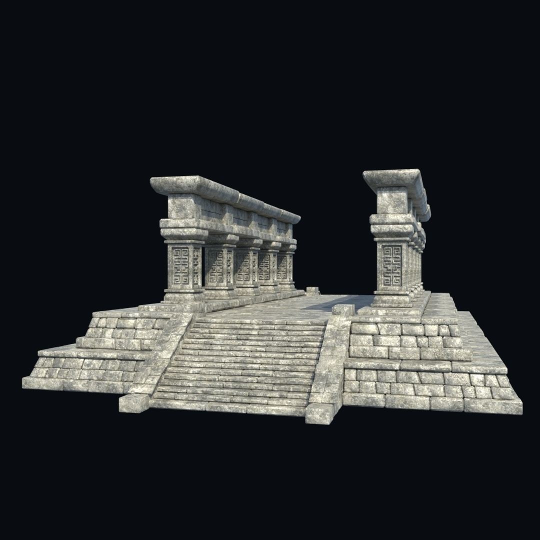 Ancient Aztec Temple 3D Model – Low Poly Game-Ready Asset, FBX, OBJ - View 3