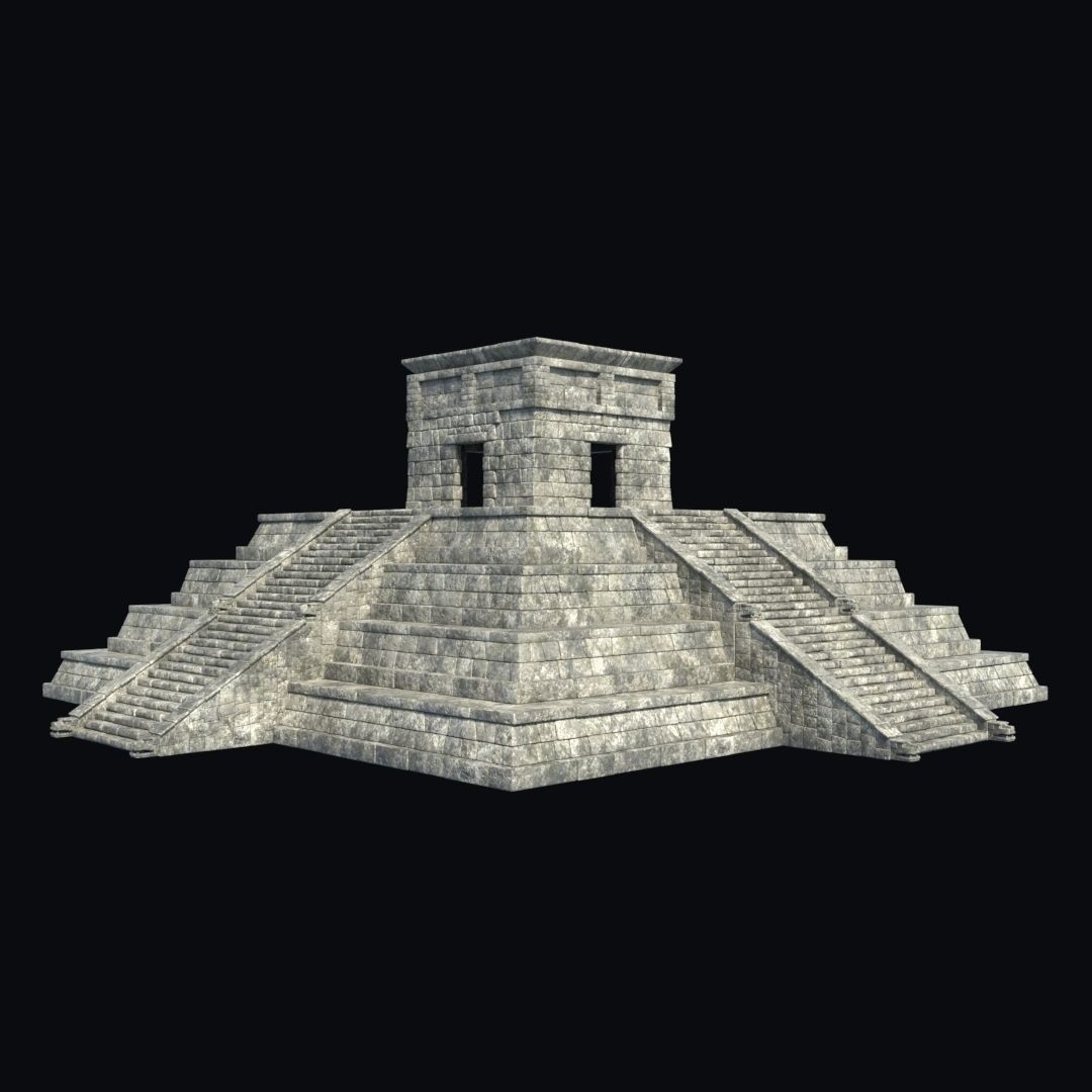 Ancient Aztec Temple 3D Model – Low Poly Game-Ready Asset, FBX, OBJ - View 35