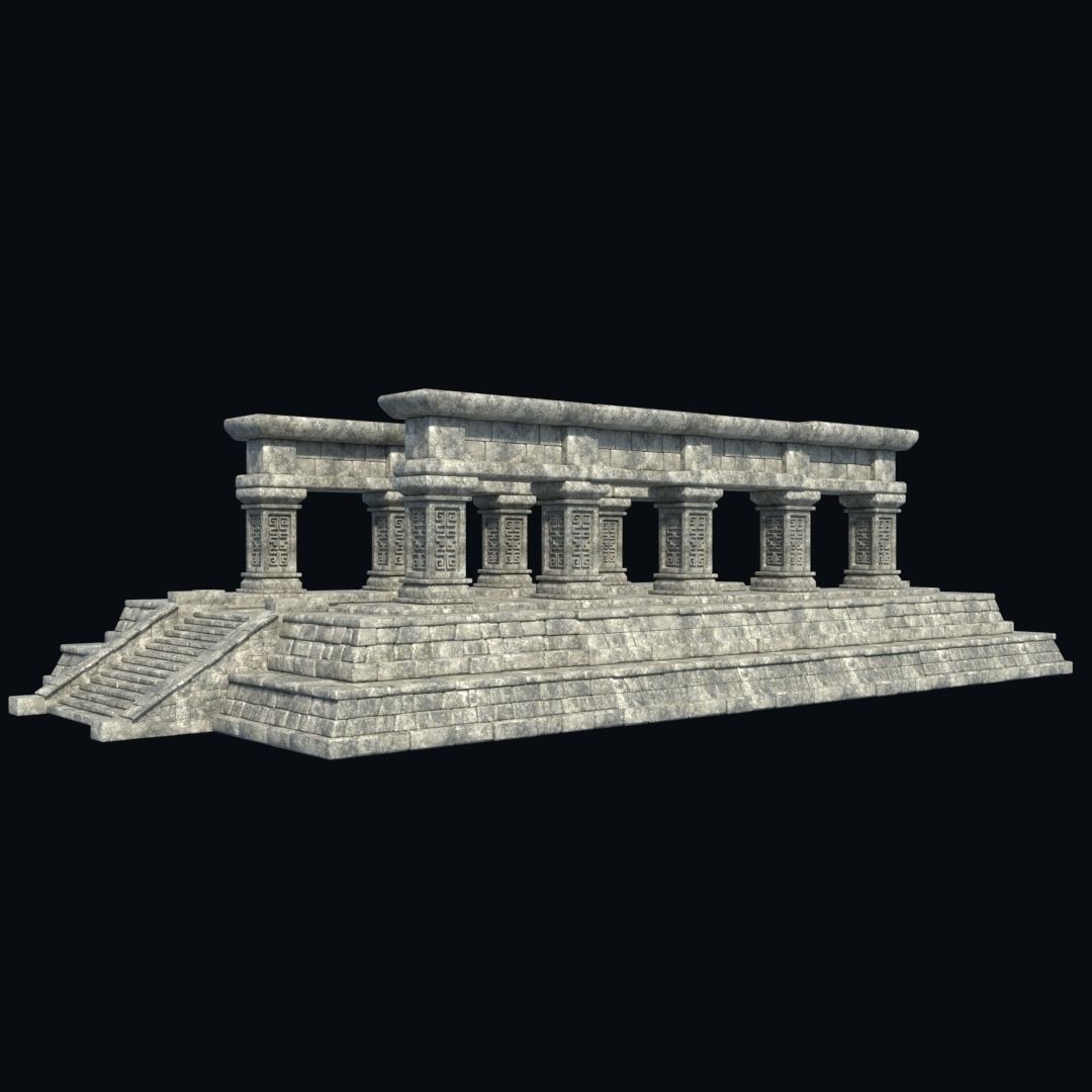 Ancient Aztec Temple 3D Model – Low Poly Game-Ready Asset, FBX, OBJ - View 4