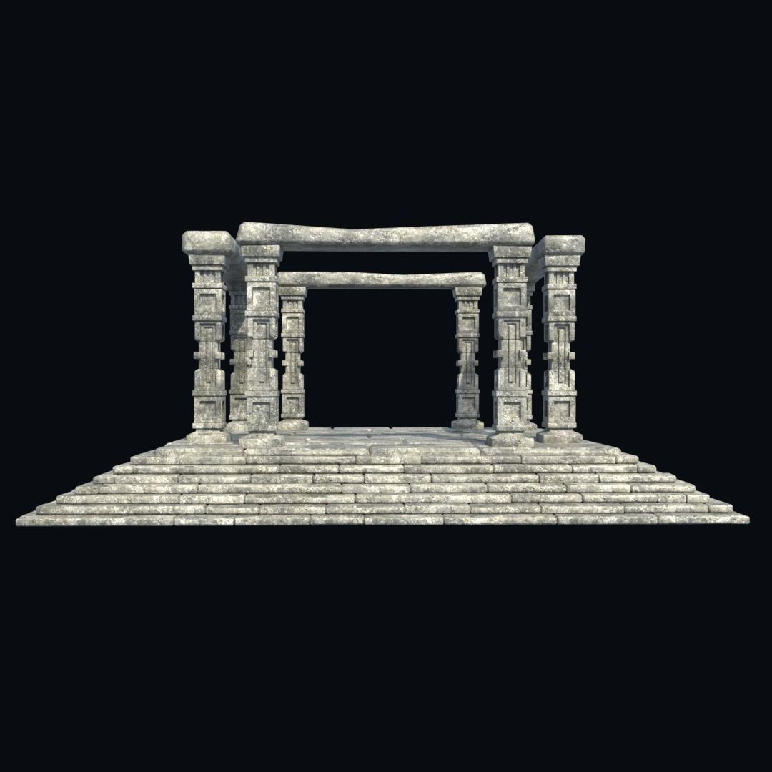 Ancient Aztec Temple 3D Model – Low Poly Game-Ready Asset, FBX, OBJ - View 8
