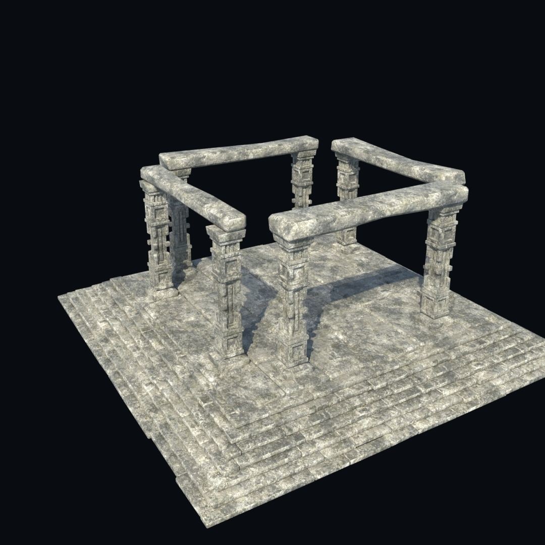 Ancient Aztec Temple 3D Model – Low Poly Game-Ready Asset, FBX, OBJ - View 9