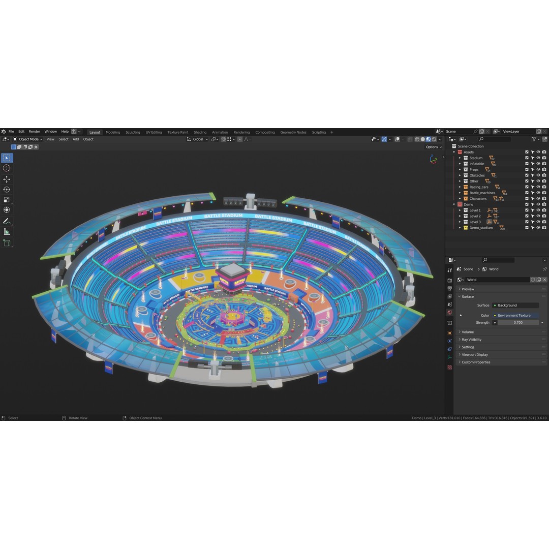 Battle Stadium 3D Model – Low Poly Game Asset with Unique Arenas - View 34