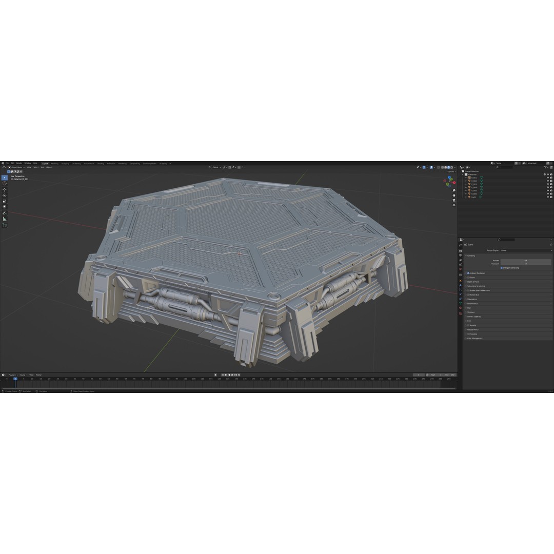 Sci-Fi Mecha Platform Kit 3D Model – Modular Game Asset, FBX, OBJ, Blender - View 19