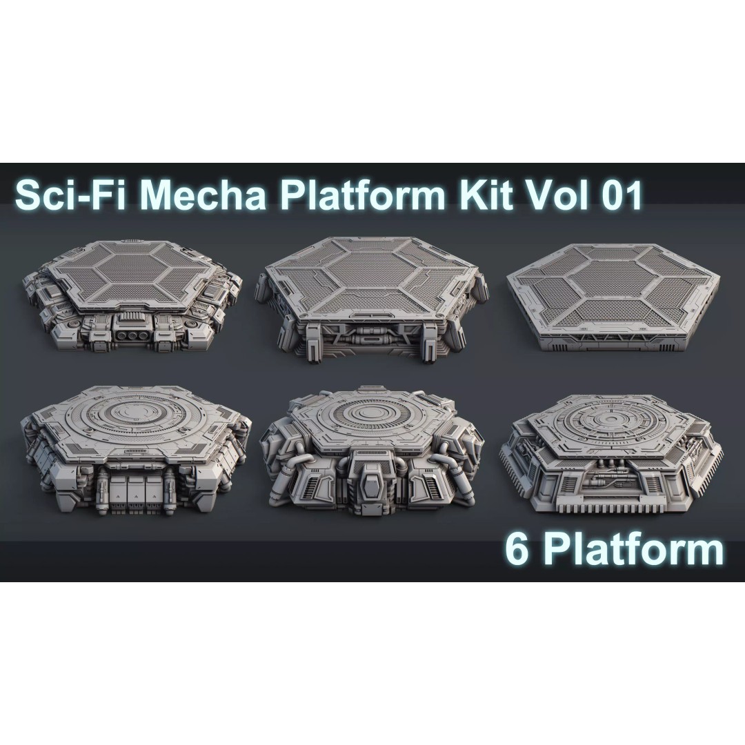 Sci-Fi Mecha Platform Kit 3D Model – Modular Game Asset, FBX, OBJ, Blender - View 2