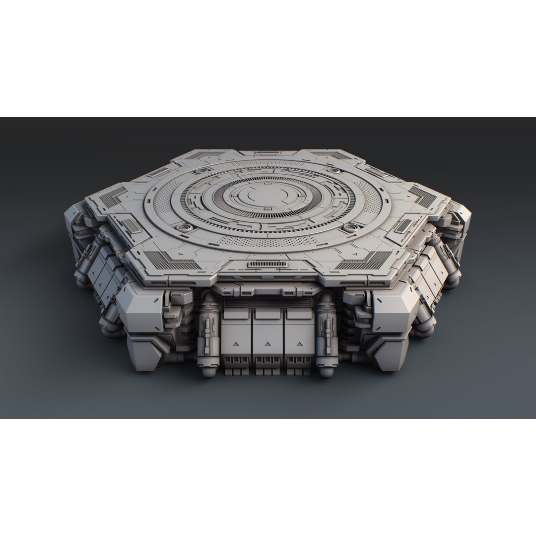 Sci-Fi Mecha Platform Kit 3D Model – Modular Game Asset, FBX, OBJ, Blender - View 3