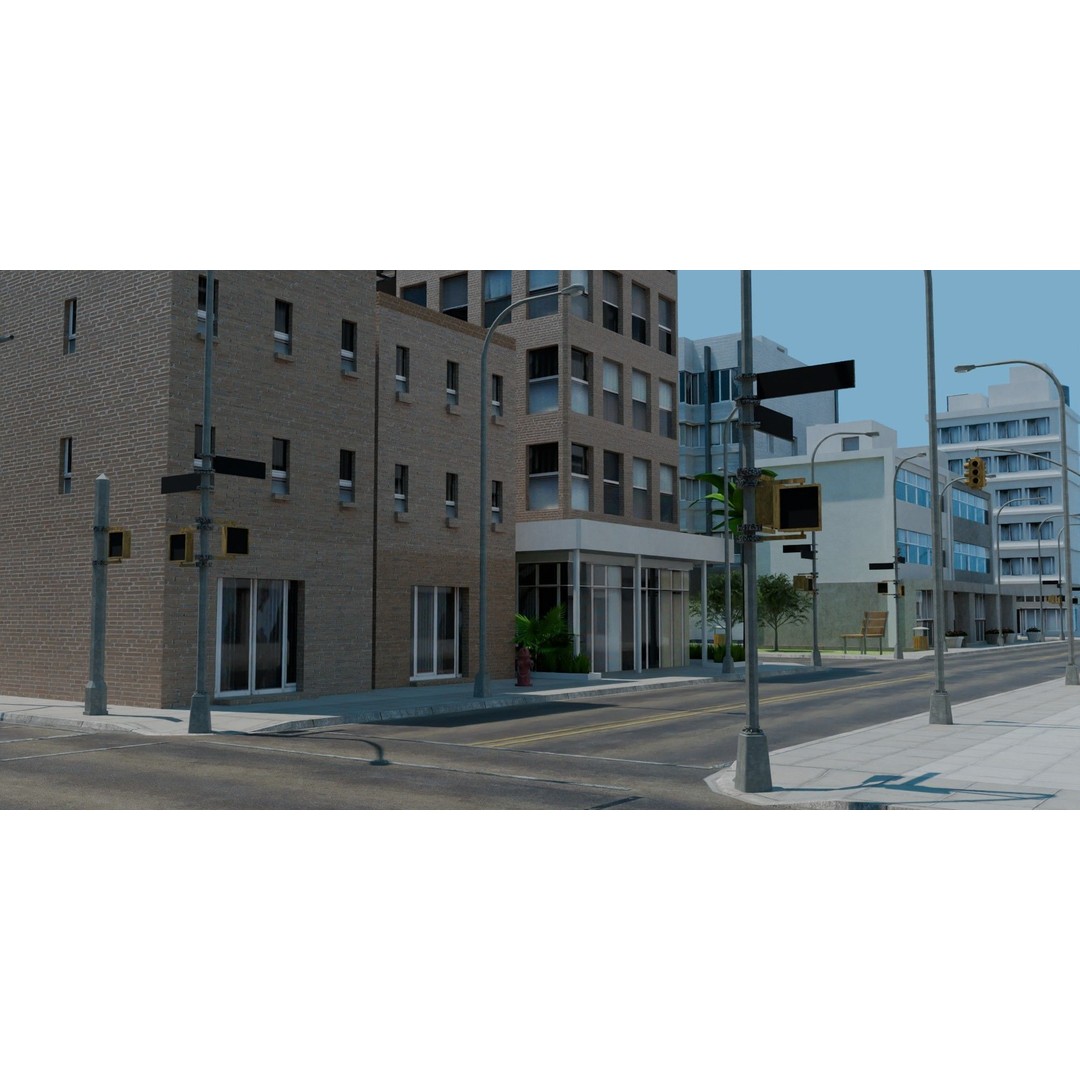 City Downtown Skyscraper 3D Model – Low Poly Urban Asset, FBX - View 11