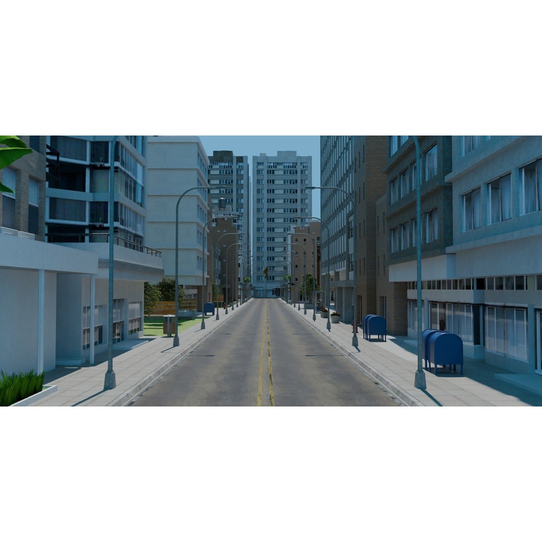 City Downtown Skyscraper 3D Model – Low Poly Urban Asset, FBX - View 12